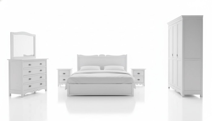 Modern slaapkamer bed 2x nachtkastjes commode kast set