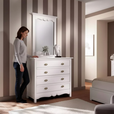 Hout Italiaanse ontwerper meubels 2-delige set meubels Stijl luxe commode met spiegel