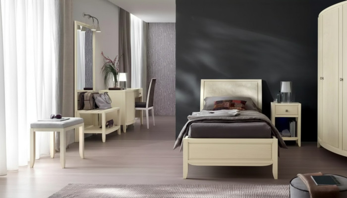 Luxe volledige slaapkamerset beige bureau bed nachtkastje nieuw