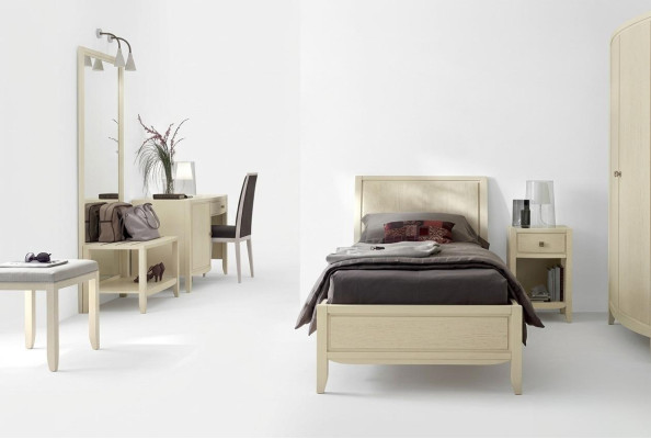 Luxe volledige slaapkamerset beige bureau bed nachtkastje nieuw