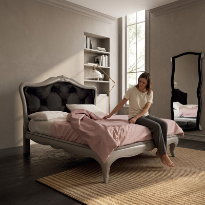 Bed Grijs Luxe houten bed Slaapkamer Design Italiaanse art deco Nieuw