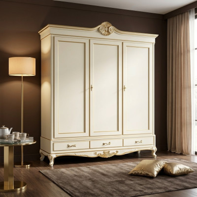 Klassieke stijl kledingkast kast houten garderobe slaapkamer nieuw