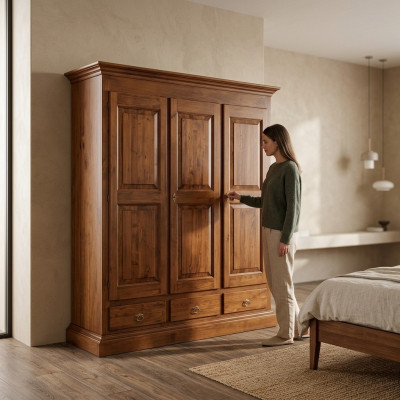Luxe kledingkast Designer kasten Meubels Hout Bruin Nieuw