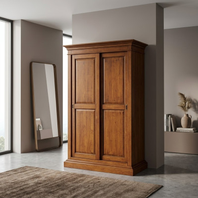 Massief houten kledingkast Slaapkamermeubels Kledingkast Bruin Kasten