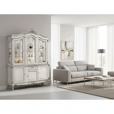 Vitrine Glazen Kast Echt Hout Vitrine Dressoir Italiaanse Woonkamermeubels Nieuw