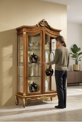 Glazen kast Vitrine Meubels Houten kast Vitrines Luxe kast Hout Nieuw