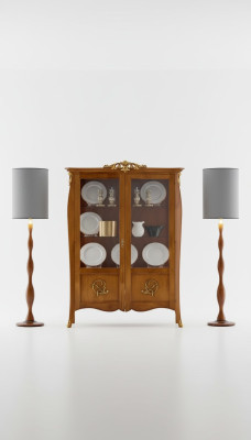 Luxe houten vitrinekast in bruin design met Italiaanse meubelskast nieuw.