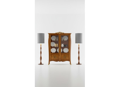 Luxe houten vitrinekast in bruin design met Italiaanse meubelskast nieuw.