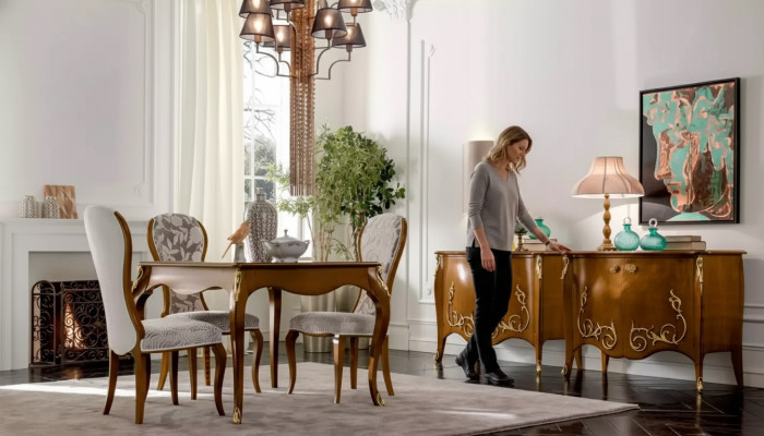 Eettafel Eetkamer Bruin Eetgroep Klassieke Tafel 4x Stoelen Set 6 stuks