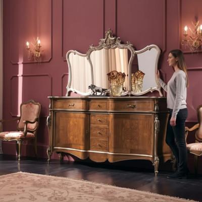 Sideboard met spiegel Woonkamer dressoir Meubelontwerp Kast Bruin Nieuw