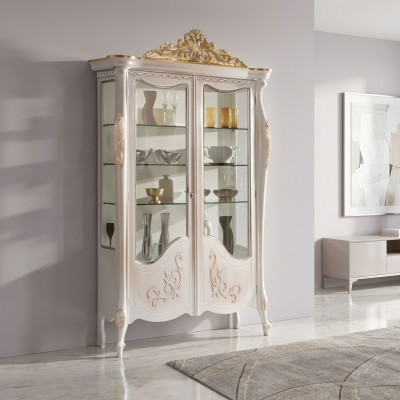 Vitrine glazen kast vitrine woonkamer hout dressoir Italiaanse meubels