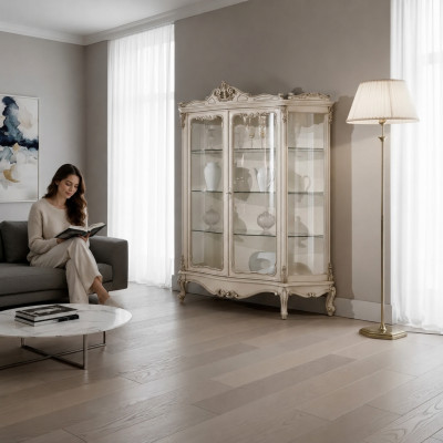 Vitrine glazen kast vitrine woonkamer hout dressoir luxe meubels nieuw.