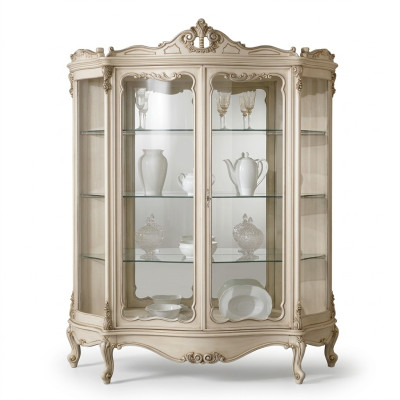 Vitrine glazen kast vitrine woonkamer hout dressoir luxe meubels nieuw.