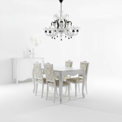 Volledige set eettafel 4x stoelen eetkamerset eetgroep houten tafel 5-delig nieuw
