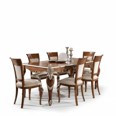 Klassieke set eettafel + 6x stoelen set tafels eetkamer groep Nieuw