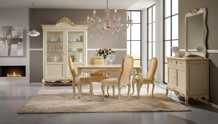 Eettafel 4 x stoelen eetkamerset eetgroep hout 8-delige groep set