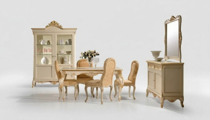 Eettafel 4 x stoelen eetkamerset eetgroep hout 8-delige groep set