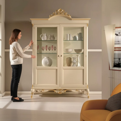 Ontwerp houten kast vitrinekasten Italiaanse stijl meubels dressoir