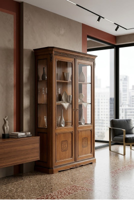 Italiaans meubeldesign hout klassieke stijl vitrinekast plank