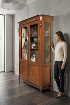 Luxe kast houten meubels vitrinekast ontwerp klassieke glazen kast