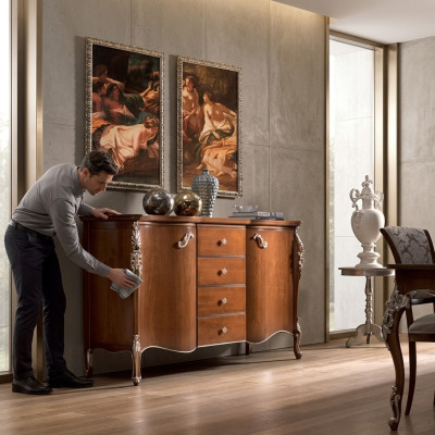 Dressoir Kasten Meubels Massief Italiaanse houten kast Bruin Nieuw