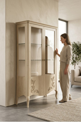 Vitrine Hout Luxe Klassiek Dressoir Ontwerp Meubels Italiaans Beige