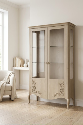 Vitrine Hout Luxe Klassiek Dressoir Ontwerp Meubels Italiaans Beige