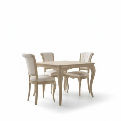 Eetkamerset 6-delig. Eettafel 4 stoelen Dressoir groep Garnituur Beige