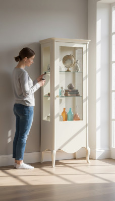 Vitrine dressoir Luxe glazen kasten Wit houten design meubels Nieuw