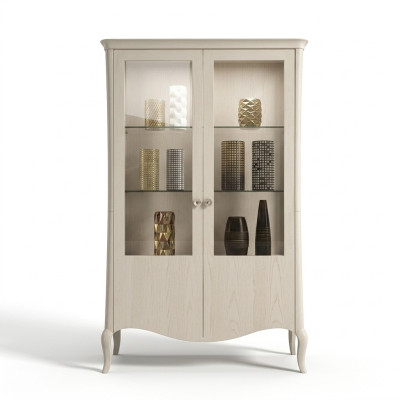 Vitrine Luxe Kast Wit Hout Kasten Woonkamer Glazen Kast Nieuw