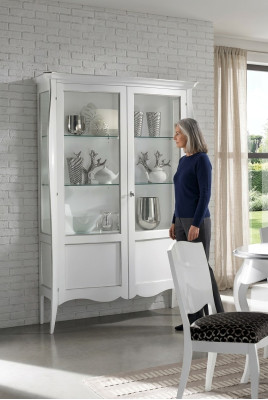 Vitrine Glazen Kast Wit Luxe Italiaanse Meubels Kasten Woonkamer