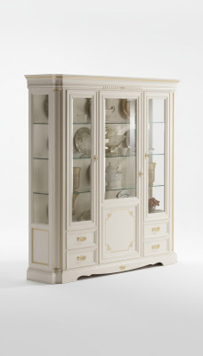 Klassieke vitrinekast luxe wit kast hout Italiaanse stijl meubels glas