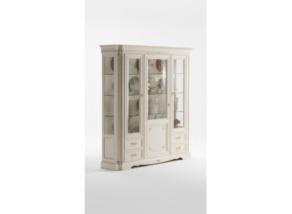 Klassieke vitrinekast luxe wit kast hout Italiaanse stijl meubels glas