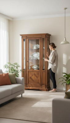 Woonkamer Luxe Vitrine Vitrinekast Hout Italiaanse Stijl Meubels