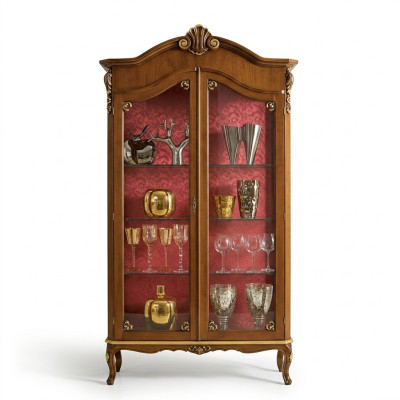 Vitrine Houten Meubel Glazen Kast Bruin Vitrines Woonkamer Dressoir Nieuw