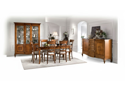 Eettafel 6x stoelen Eetkamer Eethoek Houten dressoir 9-delige set.