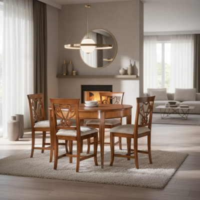 Compleet set eettafel 4x stoelen eetkamerset eetgroep houten tafel 5-delig EU