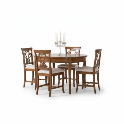 Compleet set eettafel 4x stoelen eetkamerset eetgroep houten tafel 5-delig EU