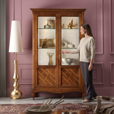 Houten vitrinekast vitrine woonkamer meubels glas dressoir luxe nieuw