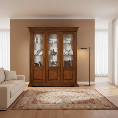 Vitrine Klassieke Italiaanse woonkamer bruine kasten dressoir nieuw