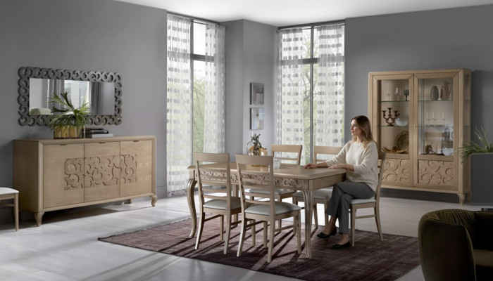 Ontwerp eetkamer set eettafel 8-delig houten meubels dressoir 4 stoelen nieuw
