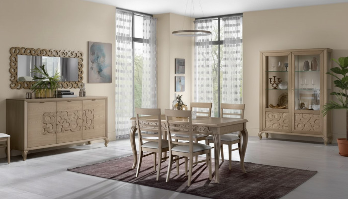 Ontwerp eetkamer set eettafel 8-delig houten meubels dressoir 4 stoelen nieuw