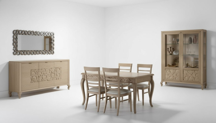 Ontwerp eetkamer set eettafel 8-delig houten meubels dressoir 4 stoelen nieuw