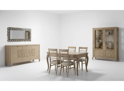 Ontwerp eetkamer set eettafel 8-delig houten meubels dressoir 4 stoelen nieuw