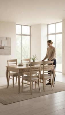 Eetkamerset Eettafel 4 x Stoelen Set Tafel Klassieke eetgroep 5-delig.