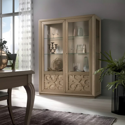 Vitrine Hout Glazen Kast Bruin Vitrine Woonkamer Meubels Dressoir Nieuw