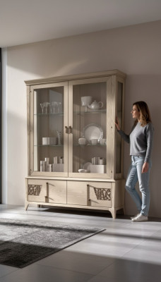 Luxe vitrine met 2 deuren houten kast woonkamer glazen kasten design meubilair