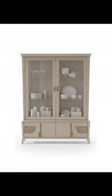 Luxe vitrine met 2 deuren houten kast woonkamer glazen kasten design meubilair