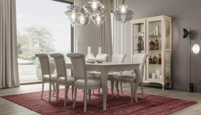 Eettafel 6x stoelen Vitrine 8-delig Eetkamer set Garnituur Zitgroep.