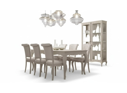 Eettafel 6x stoelen Vitrine 8-delig Eetkamer set Garnituur Zitgroep.